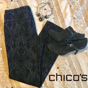 CHICO'S // Platinum Black Jacquard Pants